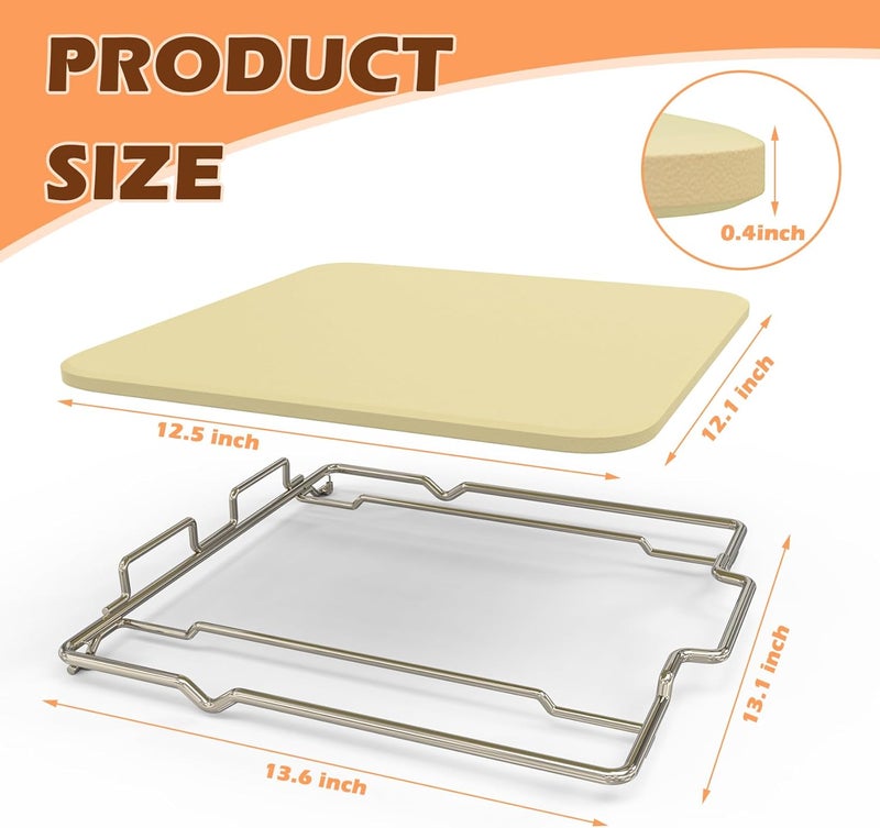 MOASKER Pizza Stone with Rack for Ninja Woodfire OO101 8 in 1 Outdoor Smoker Pizza Oven, Pizza Stone Set for Ninja Woodfire OO100 Series Outdoor Oven, Baking Stone for Ninja Oven Accessories, 12" - Image 5